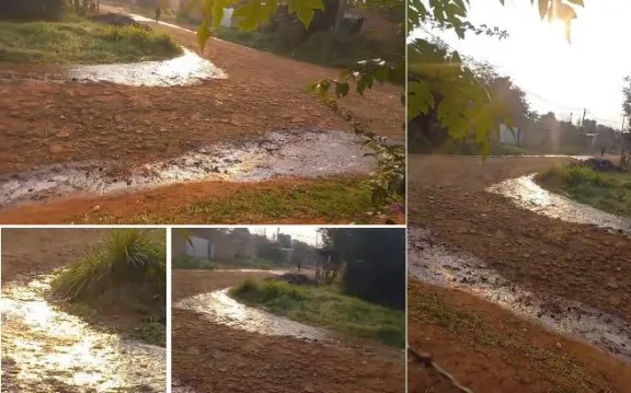 Vecinos reclaman por una enorme pérdida de agua en el kilómetro 3 ...