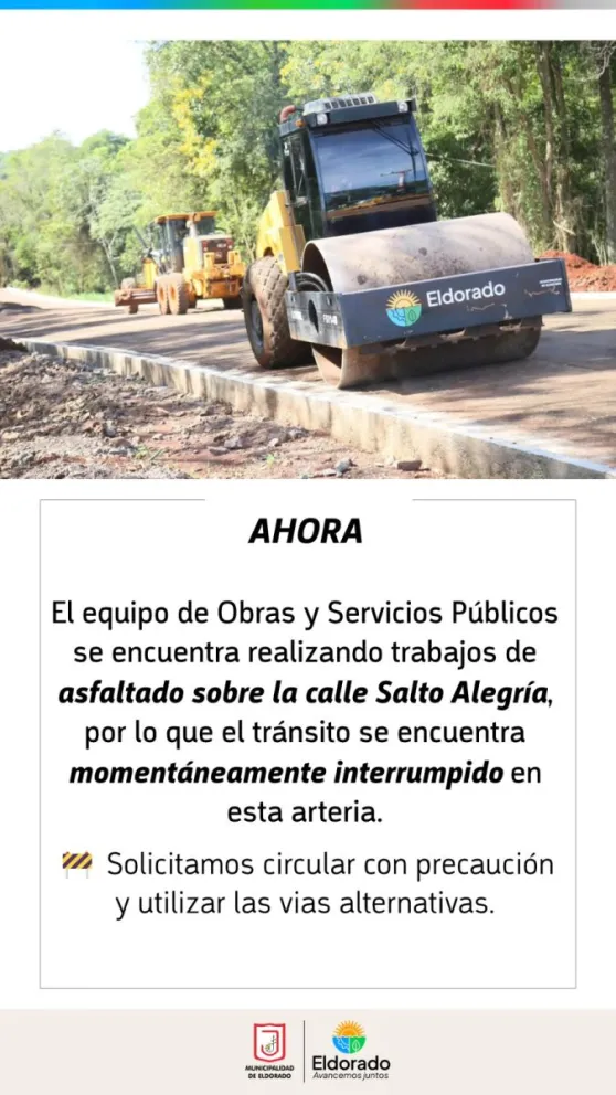 Trabajos de asfaltado sobre la calle Salto Alegría